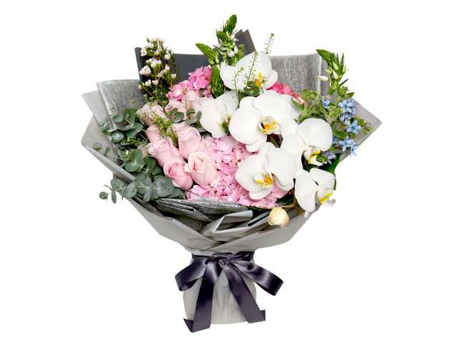 Florist Flower Bouquet - Hydrangeas with Orchid Bouquet OB01 - B2S0328A2 Photo