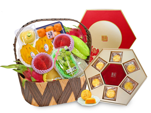 Mid-Autumn Gift Hamper - Mid Autumn Peninsula Moon Cake With Luxury Fruit Hamper FH212 - M30722A1 Photo